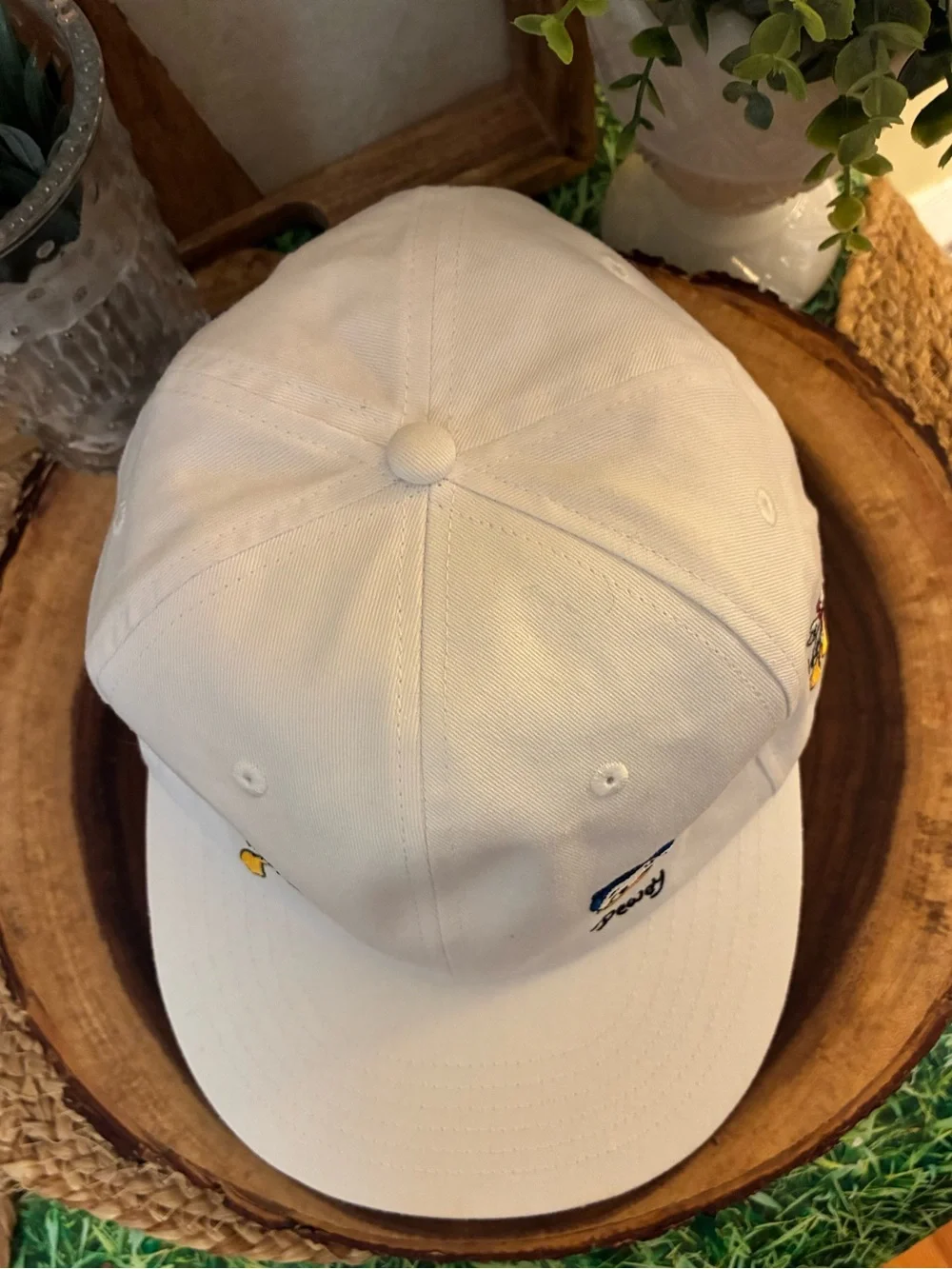 Disney White Baseball Cap with Donald Duck Embroidered Nephews Faces